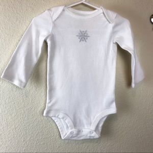 White Long Sleeve Snowflake Onesie!